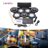 Lohobby Electronic Drum Set Compact Built in Speaker for Age 3+ Year up with Headphone Jack Tabletop