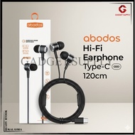 Abodos HiFi Sound Type-C Music Earphone 120cm Abodos Stereo Bass Type-C Wired Earbuds Abodos Pro Sou
