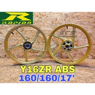 Sport Rim Y16ZR ABS New RAPIDO 501 160/160/17' Yamaha Y15ZR Y15 Ysuku Black Gold Free Tubeless Head 