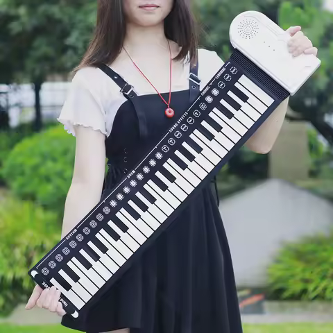 IRIN 49-Key Hand Roll Up Piano Silicone Portable Keyboard Musical Instrument for Education Foldable 