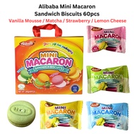 Halal Alibaba Mini Macaron Sandwich Biscuits 60pcs Vanilla Mousse / Matcha / Strawberry / Lemon Chee