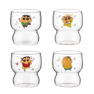 X&W 1/4Pcs Crayon Shin-Chan Stacking Cups High Borosilicate Glass Mug Breakfast Coffee Tea Water Cup