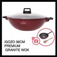 【Limited】iGOZO 36CM Lava Red Premium Granite Wok