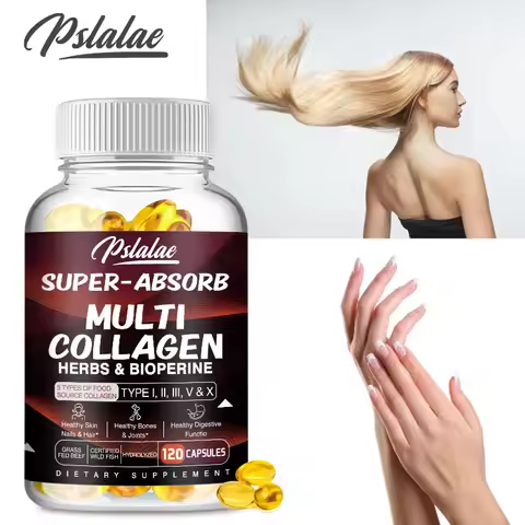 Multi Collagen Capsules - Collagen Skin Whitening & Anti-Aging - Vitamin C, Hyaluronic Acid, Gluten 