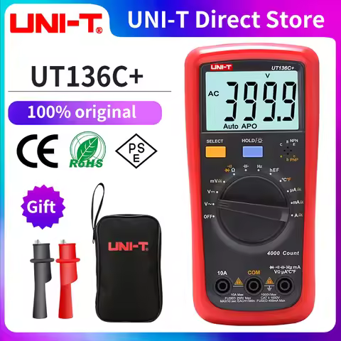 UNI-T UT136B+ Digital Multimeter Large LCD Dual Display 1000V 10A AC DC Voltmeter Current Test Meter