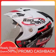 10.10 Helm Motor  Double Visor Dua Kaca Helem RACING HITAM MERAH Glossy Kualitas Setara helm KYT INK
