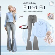KEMEJA One Set 3 in 1 (Shirt + Pants + Pashmina) Formal Fashion Set Trendy HijabWanita - GNK 158