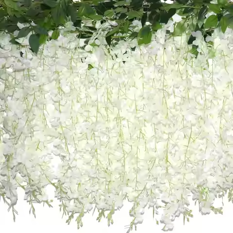 12pcs Thick Wisteria Flowers Fake Wisteria Hanging Flowers Artificial Wisteria Flowers Ceiling Flowe
