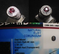 Batu rubi ruby Unheated NTE NH ring perak memo skylab