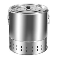 雙層不銹鋼圓筒形焚化爐式BBQ燒烤爐 | 健康燜烤 | 輕易串燒