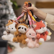 12 ซม.น่ารักนั่งสัตว์แพนด้าสีแดง Cat Sloth Soft Plush จี้ตุ๊กตาตุ๊กตา Capybara หมู Plushie ของเล่นเด