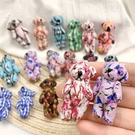 10Pcs Mini Joint Bears Plush Keychain 4.5-3.5Cm Cartoon Ral Plaid Bear Doll Stuffed Toy Pendant