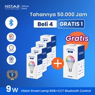 HiSTAR Buy 4 + 1 Smart LED Lamp 9W RGB + CCT Bluetooth Music IOS Android