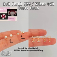Anting Mas Perak Asli Bersurat Anting Perak 925 Lapis Mas Kuning Anting Lapis Emas Kuning 24 k Teras