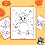 Set of 50/25/10 coloring pages, Penguin coloring pages, A4, A5 regular 70gsm paper PG759T