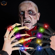Luminous Articulated Fingers Halloween Skeleton Hands with Flexible Joints Realistic Skeleton Bone C