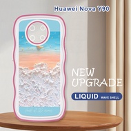 For Huawei Nova Y90 Nova 5T Pro Nova4e Nova 3 Nova 3i Casing Fashion Soft Wavy Oil Painting Flower Sea Back Cover Shockproof Cellphone Protection Phone Case