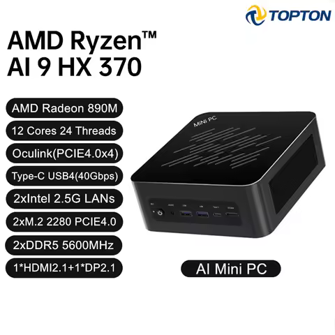 Topton Gaming Mini PC Oculink AMD Ryzen AI 9 HX 470 370 7 PRO 360 USB4 2x2.5G LAN 2xNVMe Windows 11