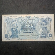 Uang Kuno Kertas Indonesia 10 gulden Wayang tahun 1934 JB24