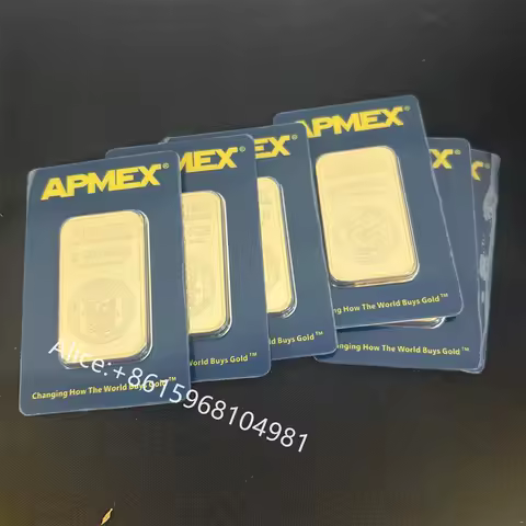 1 OZ Apmex Gold Plated Bar Apmex Bullion Non-Magnetic Copper Sealed Packing Golden Silver Bar Metal 