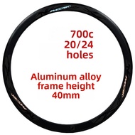 Rim basikal jalan raya 700C rim roda basikal aloi aluminium injap Perancis 20 lubang/24 lubang 40MM 