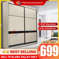 【READY STOCK】𝐌𝐘𝐅𝐔𝐑𝐍𝐈𝐓𝐔𝐑𝐄𝐋𝐀𝐁®:MILAN 8FT Wardrobe Sliding Door Wardrobe 8x8 Wardrobe Almari 8x8 Almari
