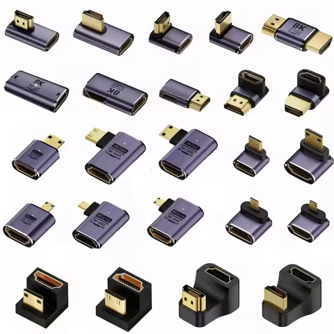 360 Degree U-shaped Mini HDMI Gender Adapter 180 Micro HDMI Male To HDMI Female Angled L Converter H
