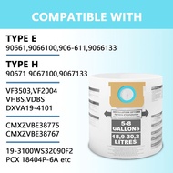 15 pack Vacuum bag Compatible for Shop Vac bags 5-8 Gallon,Type E 90661 9066100 9066133,Type H 90671