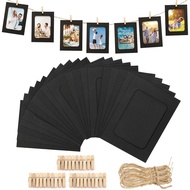 Paper Picture Frames 4x6,30 Pcs Black Paper Photo Frames,Cardboard Picture Frames with Clips and Str