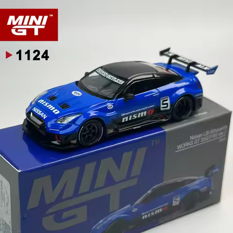 MINIGT 1:64 LB-Silhouette WORKS GT NISSAN 35GT-RR Version 2 Blue MGT Alloy Car Model 1124