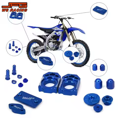 Motorcycle CNC Brake Fluid Reservoir Cover Axle Block Engine Cover Plugs Set For Yamaha YZ WR 250F 2