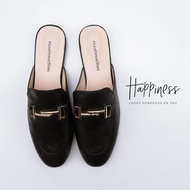 Forever Shoes - Slipper in Black รองเท้าผู้หญิง - รองเท้าโลฟเฟอร์ - รองเท้าหนังผญ หนังแท้ - รองเท้าสลีปเปอร์