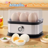 ARMARIO Eggs Boiler, Space Saving Auto Shut- Smart Egg Cooker, Multi Functional Stainless Steel 6 Eg