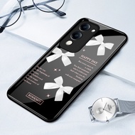 Casing hp For VIVO Y04 Y29s 5G Y19 5G Y19s 5G T4 Lite 5G Case White Ribbon Korean Aesthetic Contempo