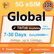 Global eSIM 108 Regions 7-30Days Iraq&India eSIM Unlimited Data Global eSIM Card