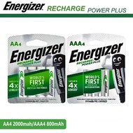 Energizer 1.2V NI-MH Rechargeable Battery AA4 / AAA4 Power Plus (2000mAh/800mAh) [4pcs]/Card