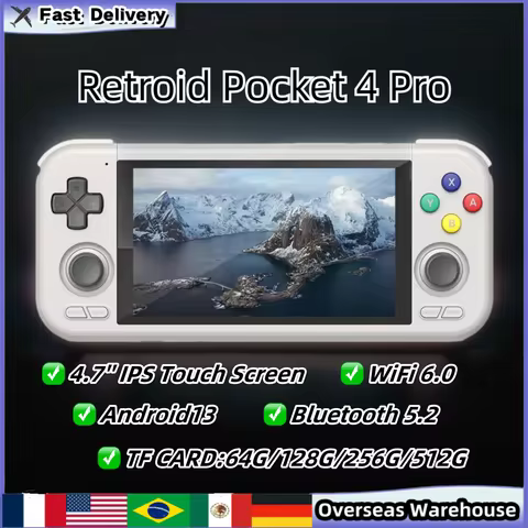 Retroid Pocket4 Pro Handheld Game Console Android 13 4.7'' IPS Touch Screen RP4 Retro Video Game Pla