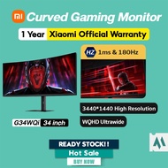 Xiaomi G34i 34 inch Curved Gaming Monitor G34WQi WQHD Ultrawide Display 180Hz AMD Free Sync 1500R
