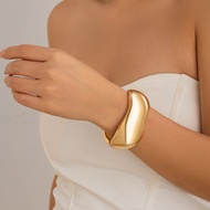 Y • LIFE Exaggerated Punk Smooth Chunky Heavy Metal Wide Bangles for Women New Grunge Gold Color Bra