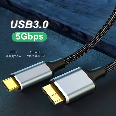 Micro B USB 3.0 to Type C Cable Adapter Connector 5Gbps External Hard Drive Disk Cable Type-C to USB