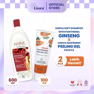 [Bundle Hemat - 2 Pcs] Harva Shampoo Ginseng Soft&Smooth 600ml + Harva Peeling Gel Pepaya 100ml Memb