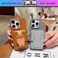 IPH 11 12 13 14 15 16 17 Pro Max 16 Plus card slot stand leather matte soft case cover casing 手机壳