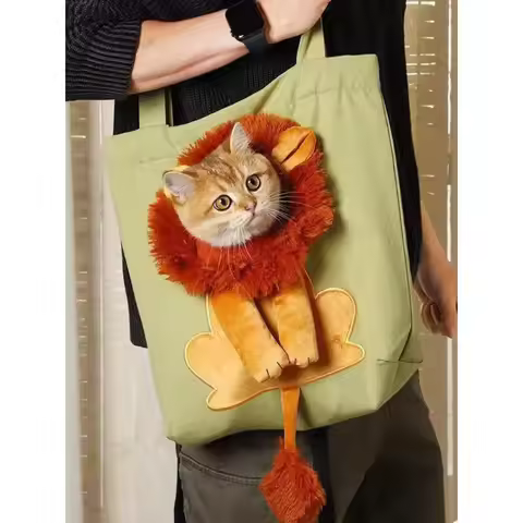 Lion Shape Pet Carrier Bag Breathable Shoulder Crossbody Cat Dog Travel Backpack for Small Pets