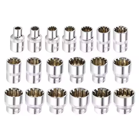 12 Point Socket Bit 3/8 Square Drive Mirror Short Socket Head For Ratchet Wrench 6-24mm Adapter Exte