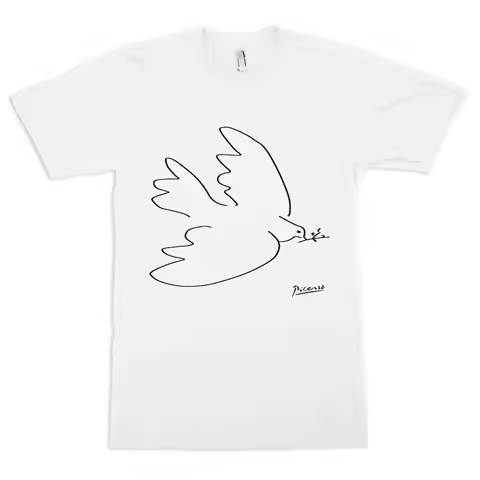 Retro Streetwear High-quality Crew-neck Short-sleeved Men's Tshirt Dove of Peace Pablo Picasso T-Shi