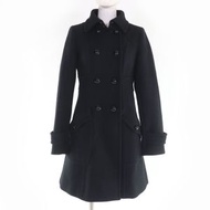 成色極佳的BURBERRY BLUE LABEL羊毛大衣，搭配品牌標誌扣環和格紋內襯，黑色，尺寸38，正品，女款