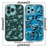 JM CASE blue shark collage square edge iphone CASE 6plus/6s/6splus/7/7plus/8/8plus/x/xs/11/12/pro/ma