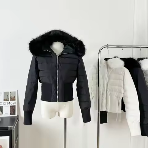 Real Fox Fur White Goose Down Parka Women Winter Hooded Short Coat Warm Puffer Jacket Female Outdoor