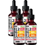 (4 Pack) Vitamin B12 and B6 Liquid Drops, B12 Sublingual Vitamin B Complex - B 12 Vitamin 5000mcg - 