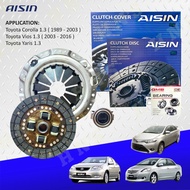 Aisin Clutch Disc Set with Release Bearing for Toyota Corolla / Toyota Vios / Toyota Yaris 1.3